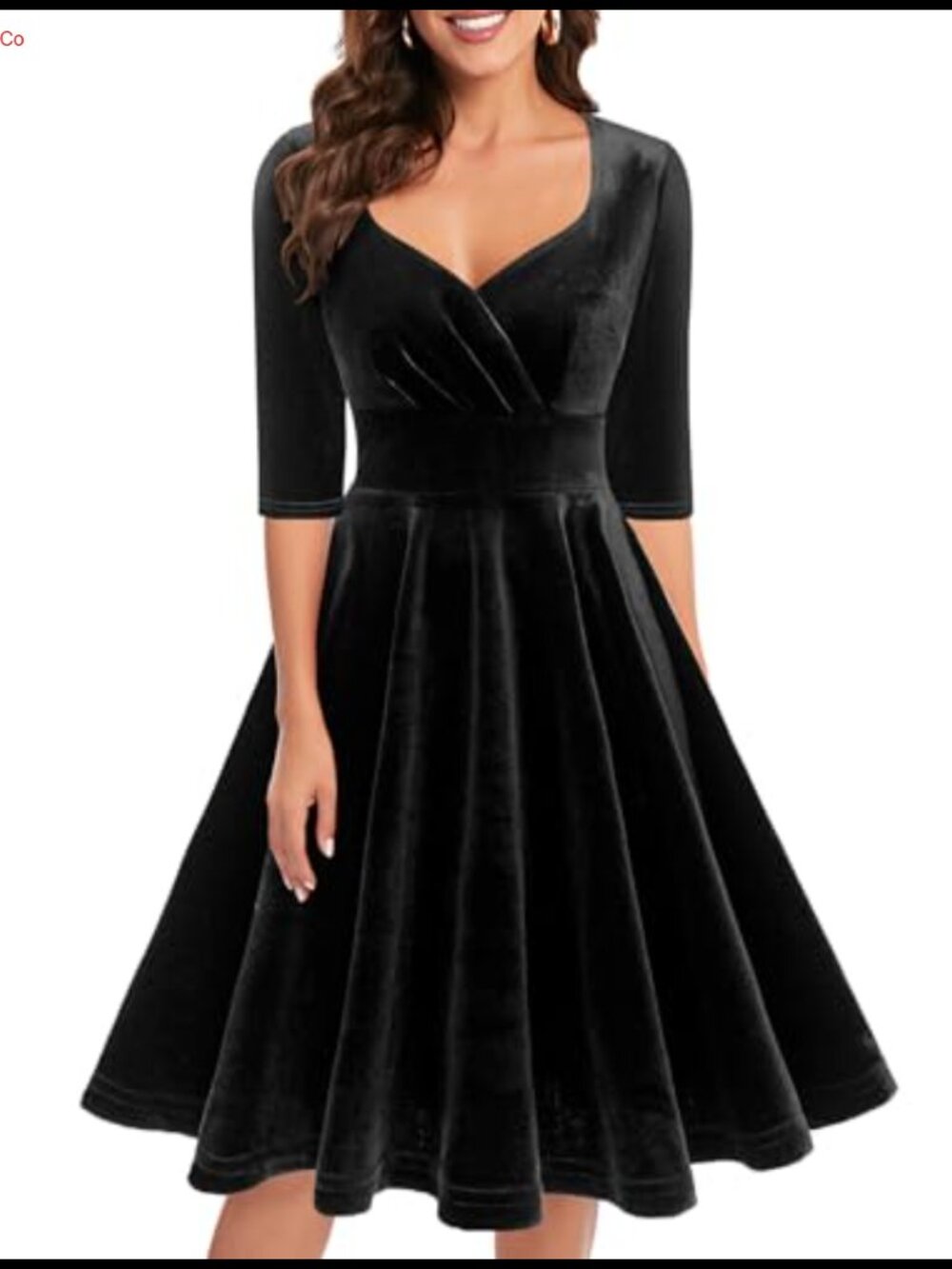 Velvet Long Sleeve Sweetheart Midi Dress Formal Cocktail Wedding Guest